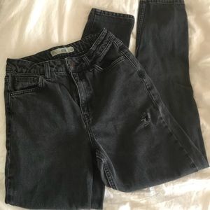 Topshop Mom Jeans Distressed Black